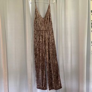 BB Dakota Rose Gold Velvet Jumpsuit, Size 10